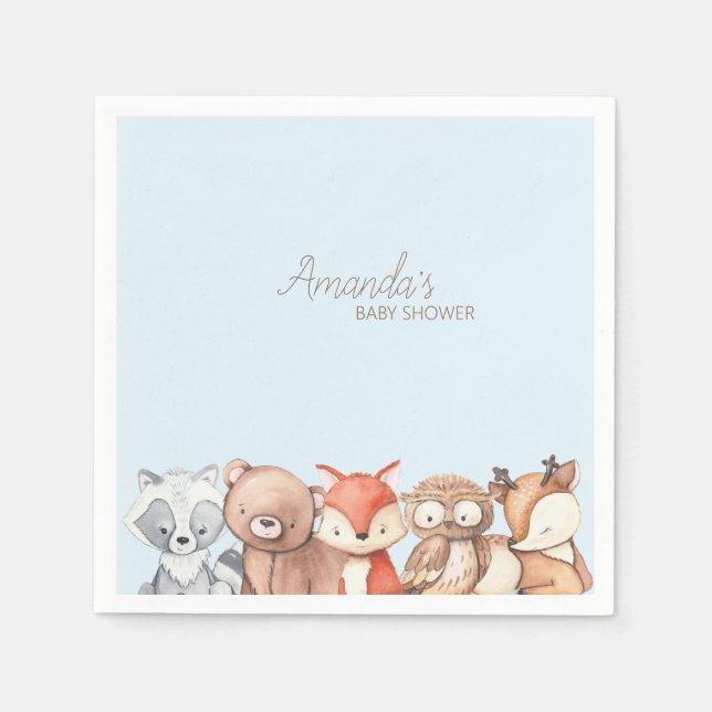 Servilleta De Papel Baby Shower de Woodland Animals (Anverso)