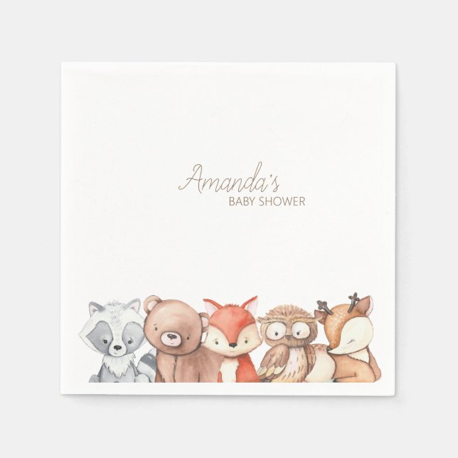 Servilleta De Papel Baby Shower de Woodland Animals (Anverso)