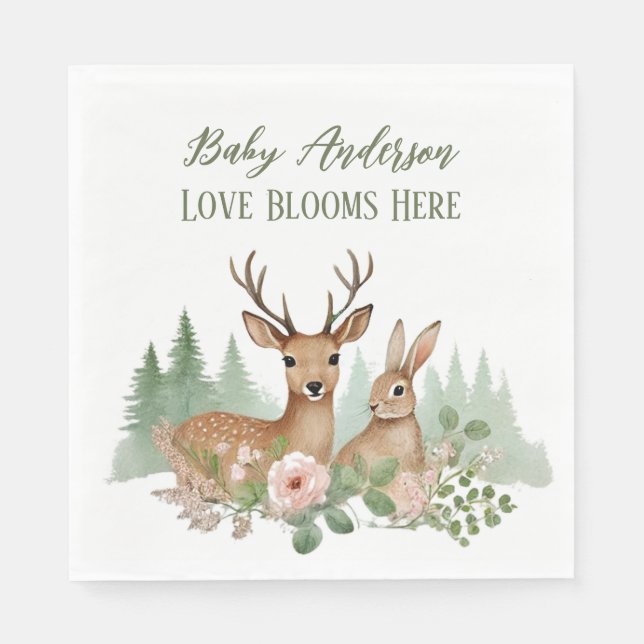 Servilleta De Papel Baby Shower de Woodland Animals (Anverso)