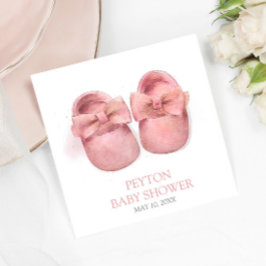 Servilleta De Papel Baby Shower de zapatos color de agua rosa