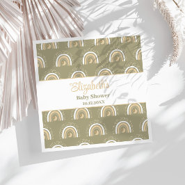 Servilleta De Papel Baby Shower del arcoiris neutral de Bohemia