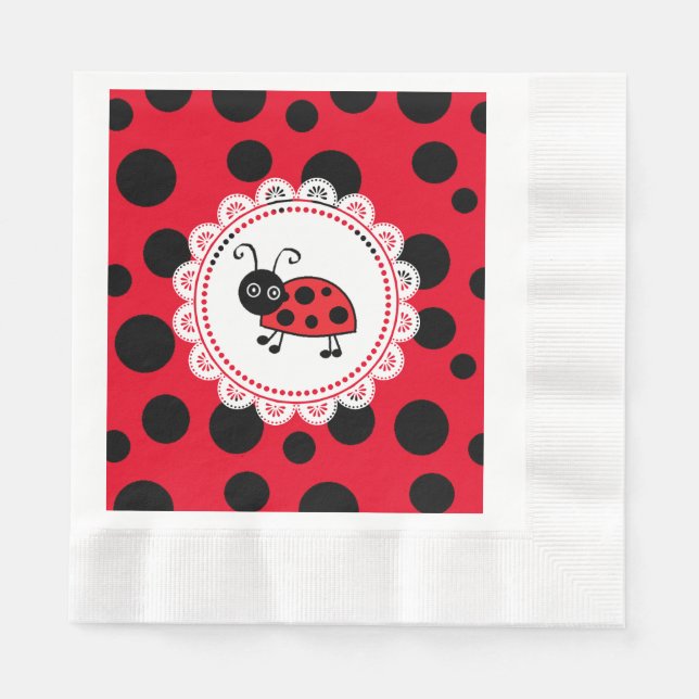 Servilleta De Papel Baby Shower del Chica Red Ladybug (Anverso)