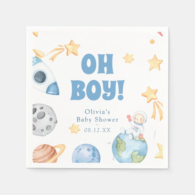 Servilleta De Papel Baby Shower del espacio ultraterrestre (Anverso)