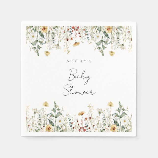Servilleta De Papel Baby Shower del estadio Summer Wildflower (Anverso)