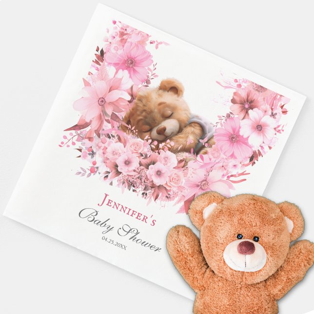 Servilleta De Papel Baby Shower del oso suave rosado (Subido por el creador)