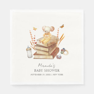 Servilleta De Papel Baby Shower del ratón para el libro de boho neutro