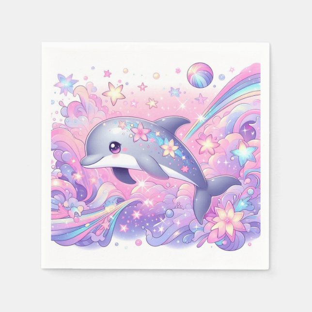 Servilleta De Papel Baby Shower delfín moderno (Anverso)