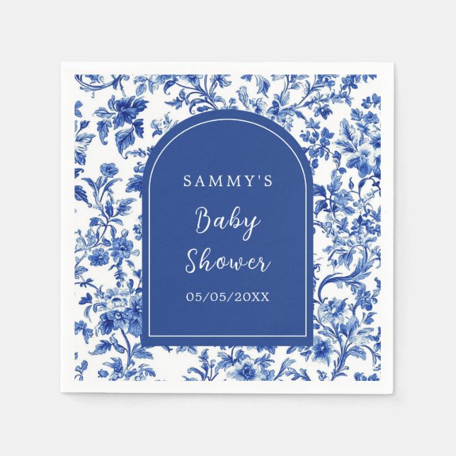 Servilleta De Papel Baby Shower Delft Blue Antique Chinoiserie (Anverso)