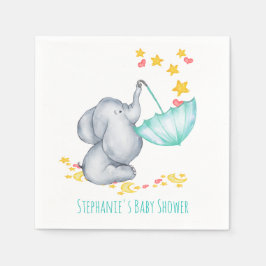 Servilleta De Papel Baby Shower: Elefante bebé atrapando estrellas que