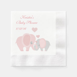 Servilleta De Papel Baby Shower, elefantes rosados