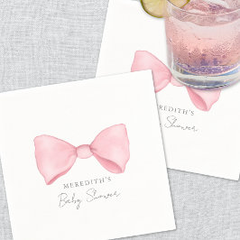 Servilleta De Papel Baby Shower Elegante con Lazo Rosa