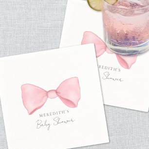 Servilleta De Papel Baby Shower Elegante con Lazo Rosa