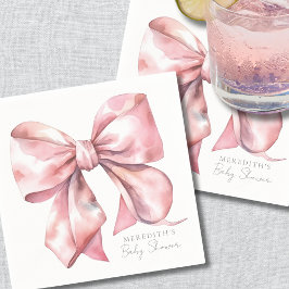 Servilleta De Papel Baby Shower Elegante con Lazo Rosa
