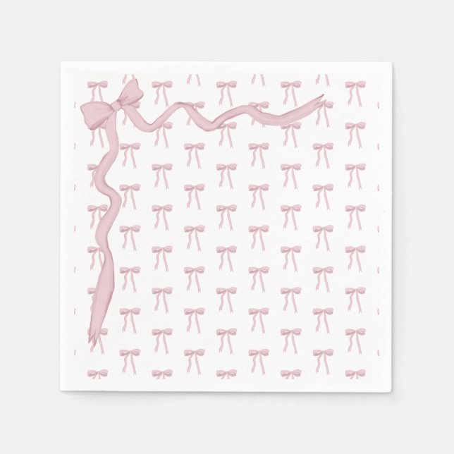 Servilleta De Papel Baby Shower elegante de cinta rosa (Anverso)