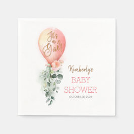 Servilleta De Papel Baby Shower elegante de Rubor Pink Balloon Garland