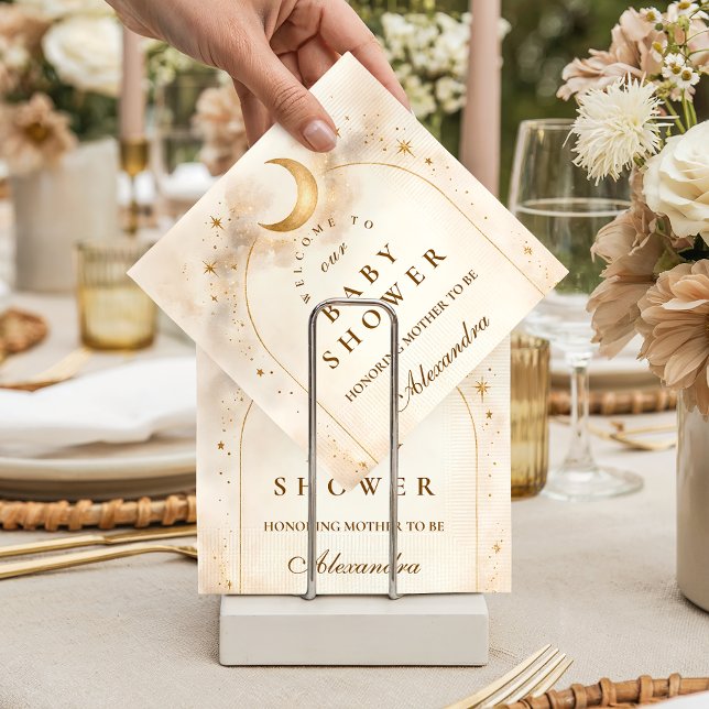 Servilleta De Papel Baby Shower Elegante Neutral Estrellado (Subido por el creador)