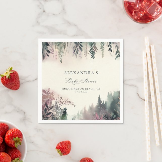 Servilleta De Papel Baby Shower Encantado Forest Fairy Mountains (In situ)