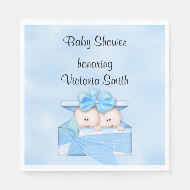 Servilleta De Papel Baby Shower es Twins Boy (Anverso)