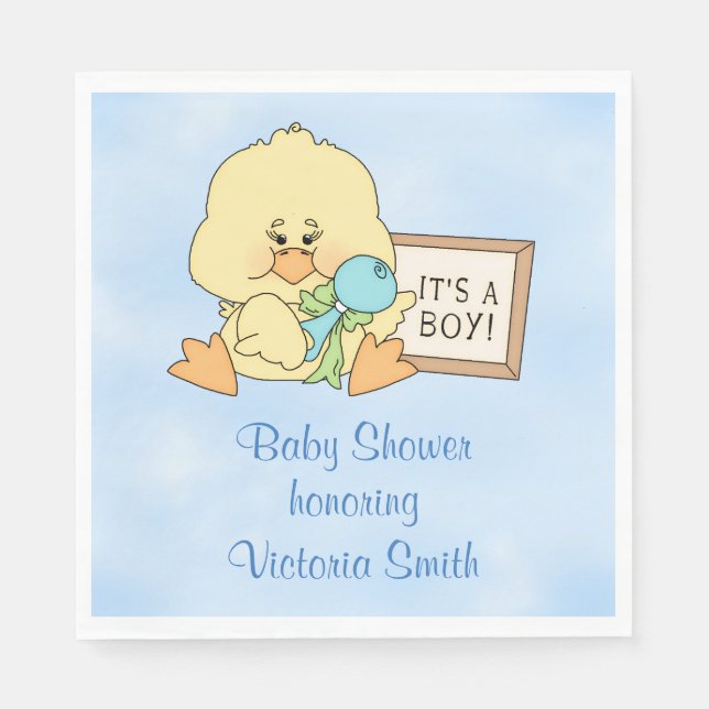Servilleta De Papel Baby Shower es un niño bebé pato (Anverso)