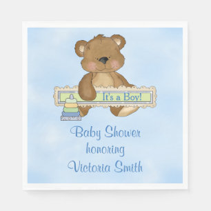 Servilleta De Papel Baby Shower es un oso de peluche del muchacho