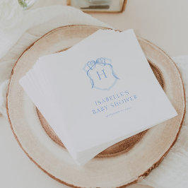 Servilleta De Papel Baby Shower Escudo Monograma Blue Bow