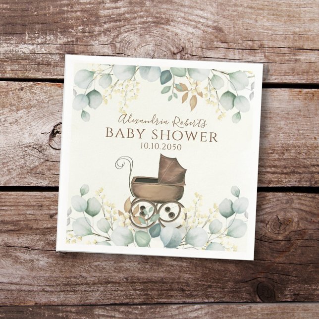 Servilleta De Papel Baby Shower Eucalyptus deja elegante botánico (Subido por el creador)