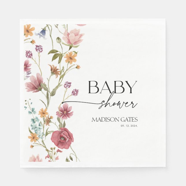 Servilleta De Papel Baby Shower Floral (Anverso)