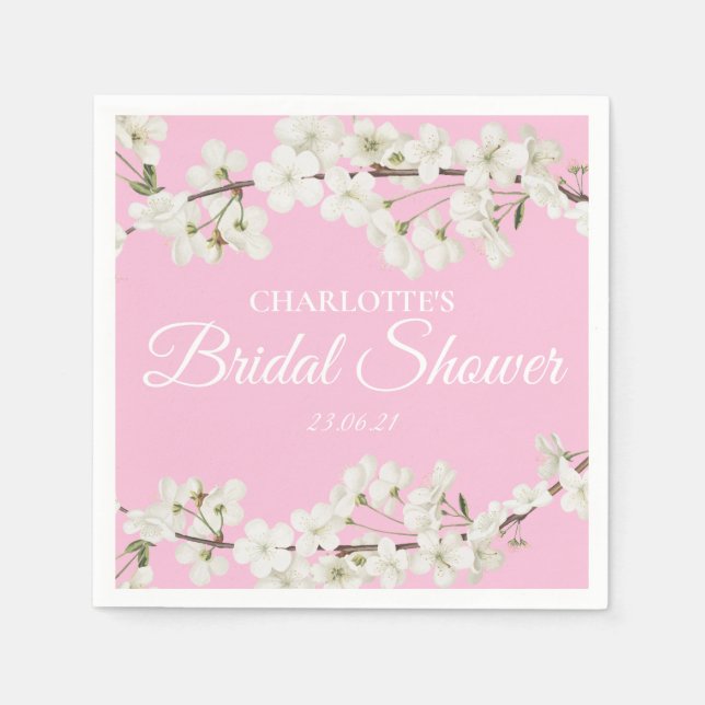 Servilleta De Papel Baby Shower Floral Blanco de Novia (Anverso)