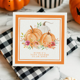 Servilleta De Papel Baby Shower Floral de Calabaza de Otoño