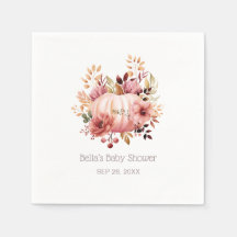 Baby Shower floral de calabaza rosa