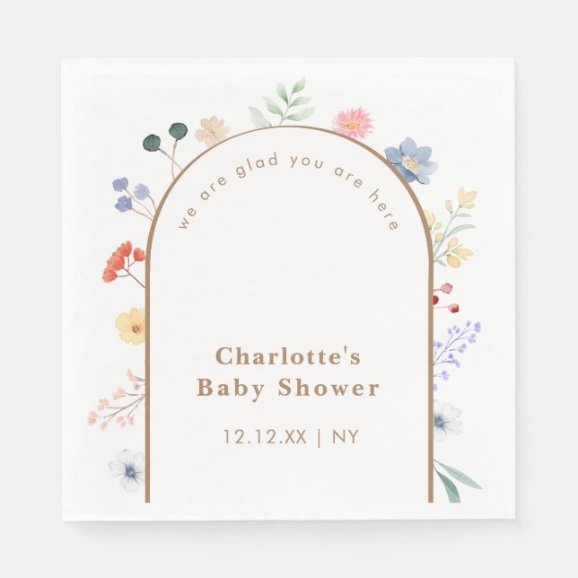 Servilleta De Papel Baby Shower floral de flores silvestres Spring Boh (Anverso)