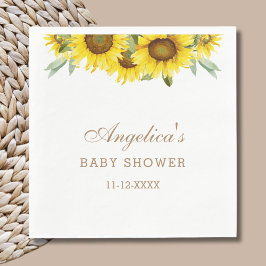 Servilleta De Papel Baby Shower floral de girasol amarillo