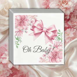Servilleta De Papel Baby Shower Floral Pink Bow