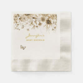 Servilleta De Papel Baby Shower Garden Sepia Florals Cocktail