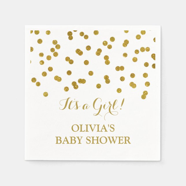 Servilleta De Papel Baby Shower Gold Confetti (Anverso)