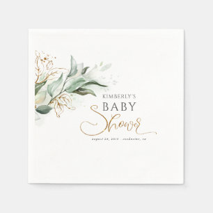 Servilleta De Papel Baby Shower Gold Eucalyptus Greenery