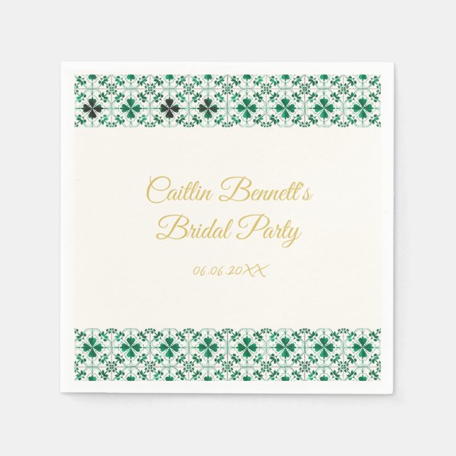 Servilleta De Papel Baby Shower Gold Modern Green St. Patrick's Day (Anverso)