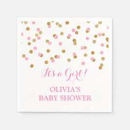 Servilleta De Papel Baby Shower Gold Rubor Pink Confetti
