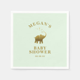 Servilleta De Papel Baby Shower Golden Elephant Mint Green
