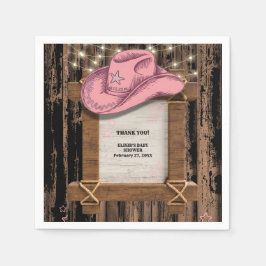 Servilleta De Papel Baby Shower, Gorra de Cowgirl rustica