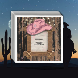 Servilleta De Papel Baby Shower, Gorra de Cowgirl rustica
