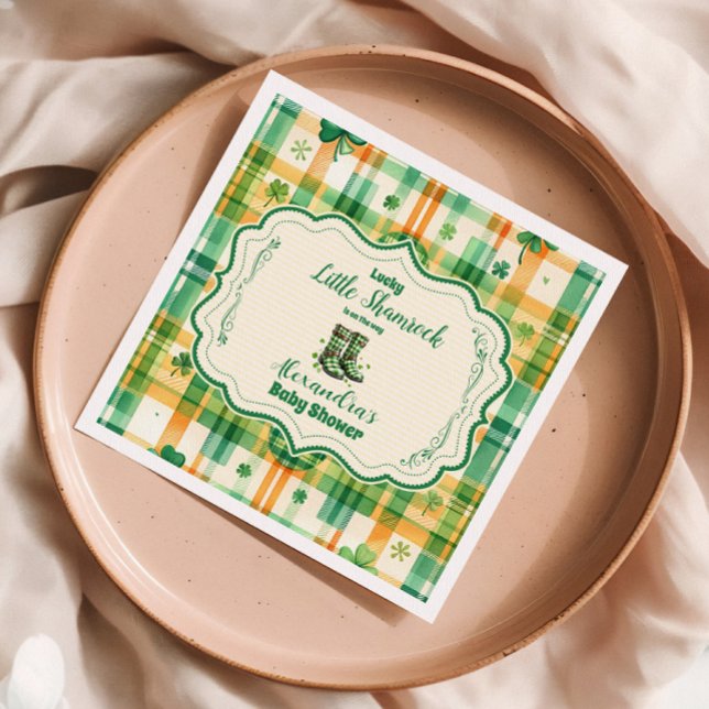 Servilleta De Papel Baby Shower Green Lucky Little Shamrock (Subido por el creador)