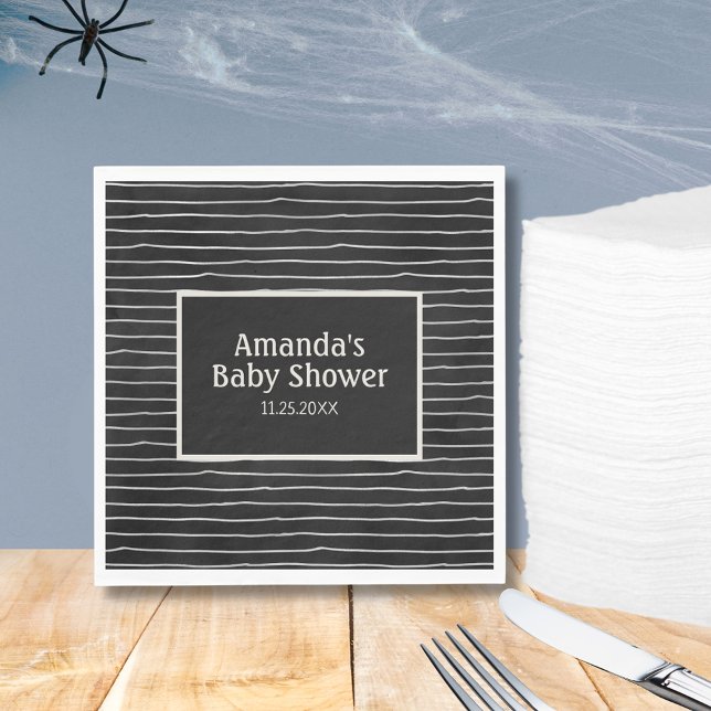 Servilleta De Papel Baby Shower Halloween de Black Lines (Black Lines Halloween Baby Shower Napkins)