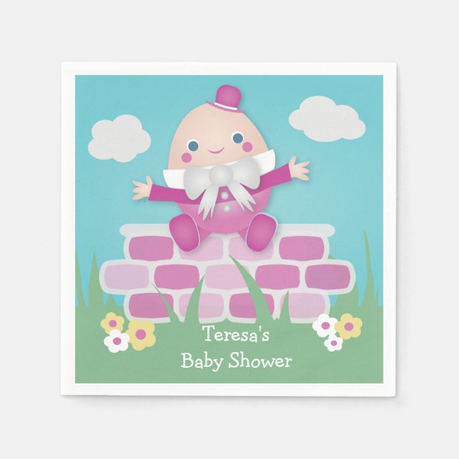 Servilleta De Papel Baby Shower humpty humpty rosado (Anverso)