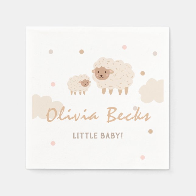 Servilleta De Papel Baby Shower ilustrativo Cream Pastel (Anverso)