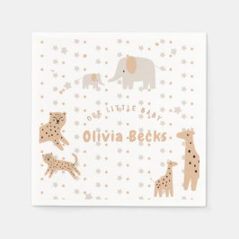 Servilleta De Papel Baby Shower ilustrativo Pastel Beige Cute