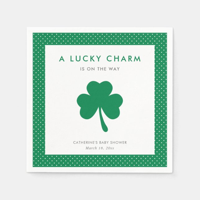 Servilleta De Papel Baby Shower irlandés Shamrock Lucky Charm (Anverso)