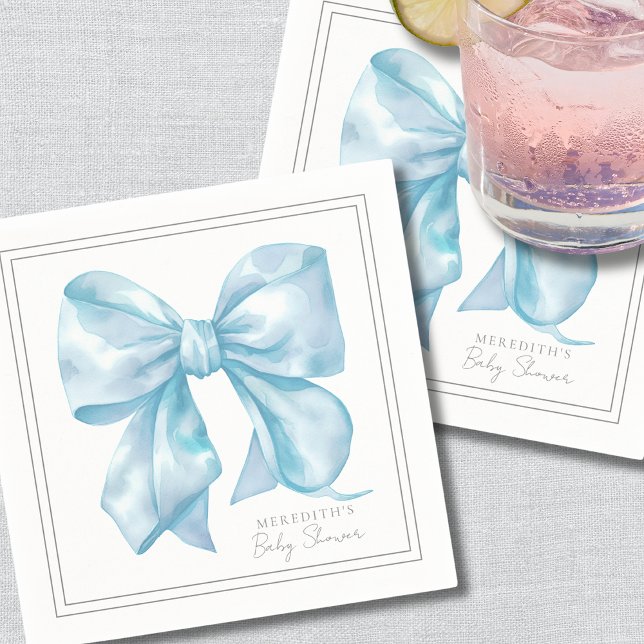 Servilleta De Papel Baby Shower Lazo Azul (Blue Bow Baby Shower Napkins)