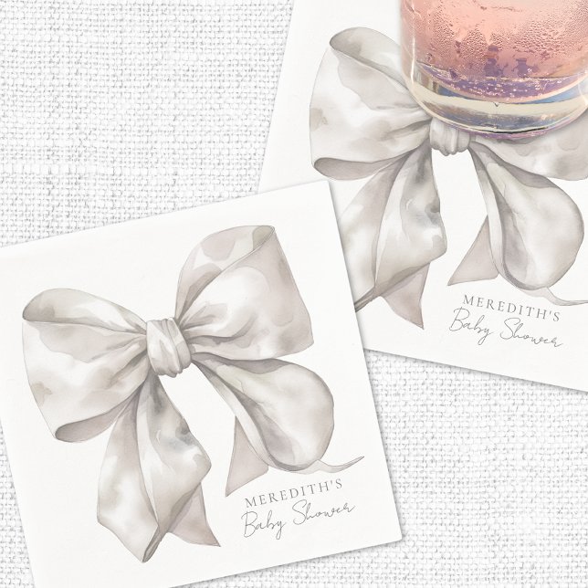 Servilleta De Papel Baby Shower Lazo Elegante (Elegant Bow Baby Shower Napkins)