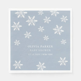 Servilleta De Papel Baby Shower Light Blue Boho Winter Snowflake